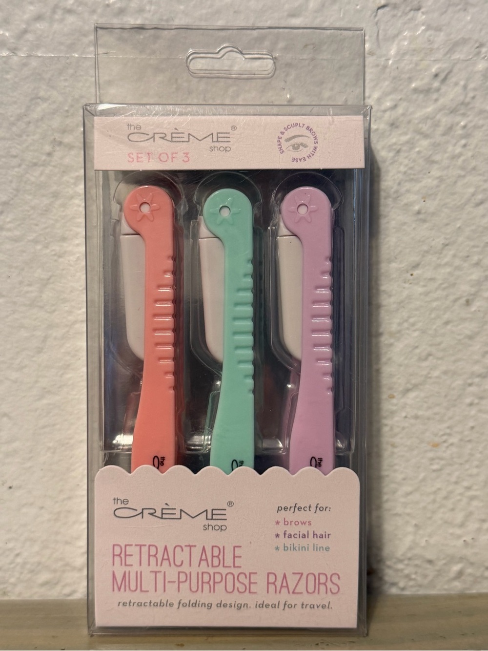The Crème Shop Retractable Multi-Purpose Razors - Coral, Mint & Lavender
